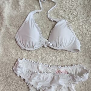 Victoria's Secret White Ruffled Bikini Set